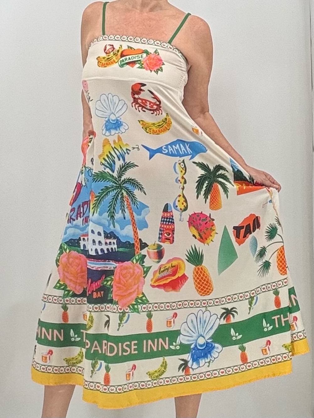 Vintage 70s Resortwear Vacation Cruise Linen Tropical Boho Sun Summer Midi Dress - Picture 2 of 14